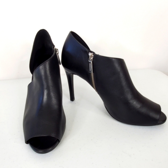 Michael Kors Elodie Leather Open Toe Bootie Size 9.5 Cut-Out Side Zip Stiletto - Picture 7 of 16